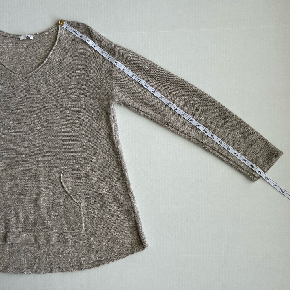 J. Jill Pure Jill Women's Tan 100% Cotton V-Neck Sweater with Front Pouch Pocket - Picture 7 of 12